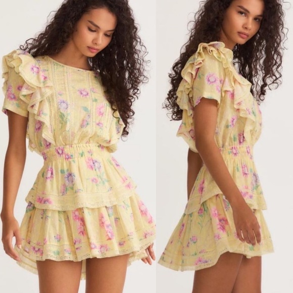 NWT LoveShackFancy Natasha Dress in Bright Azalea | Yellow Cottagecore | XS/S - Picture 14 of 16